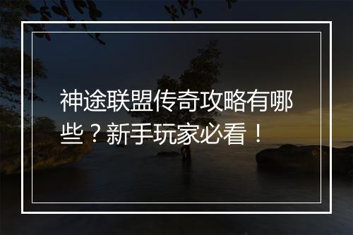 神途联盟传奇攻略有哪些？新手玩家必看！