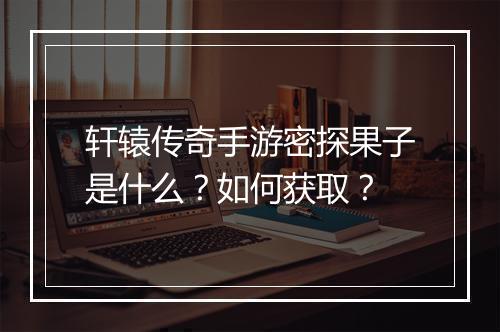 轩辕传奇手游密探果子是什么？如何获取？