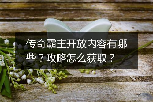 传奇霸主开放内容有哪些？攻略怎么获取？