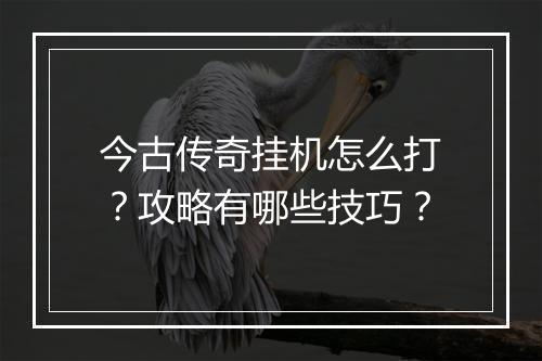 今古传奇挂机怎么打？攻略有哪些技巧？