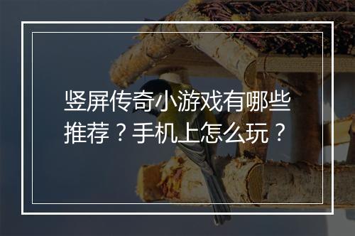 竖屏传奇小游戏有哪些推荐？手机上怎么玩？