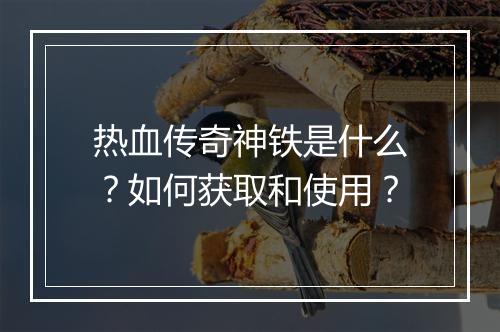 热血传奇神铁是什么？如何获取和使用？
