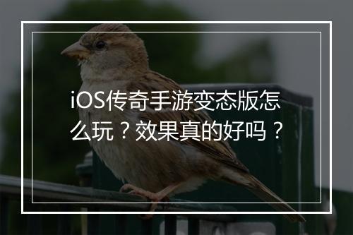 iOS传奇手游变态版怎么玩？效果真的好吗？