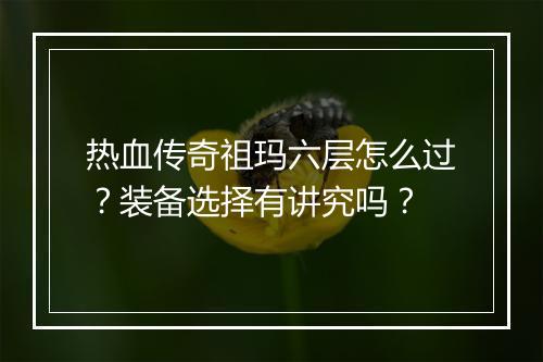 热血传奇祖玛六层怎么过？装备选择有讲究吗？