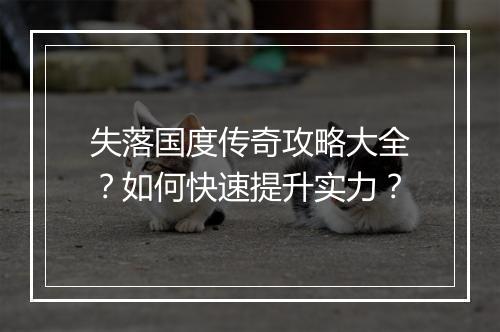 失落国度传奇攻略大全？如何快速提升实力？