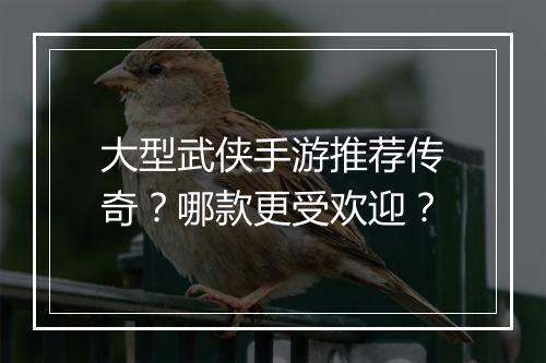 大型武侠手游推荐传奇？哪款更受欢迎？