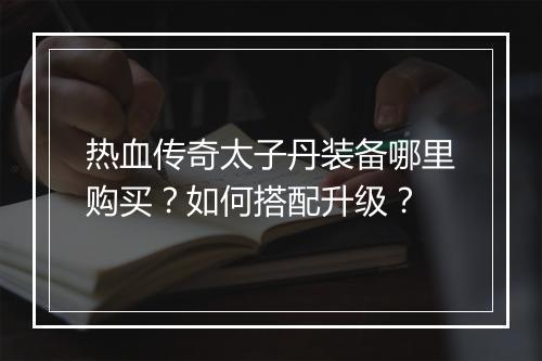 热血传奇太子丹装备哪里购买？如何搭配升级？