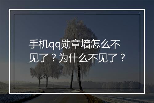 手机qq勋章墙怎么不见了？为什么不见了？