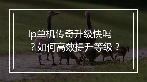 lp单机传奇升级快吗？如何高效提升等级？