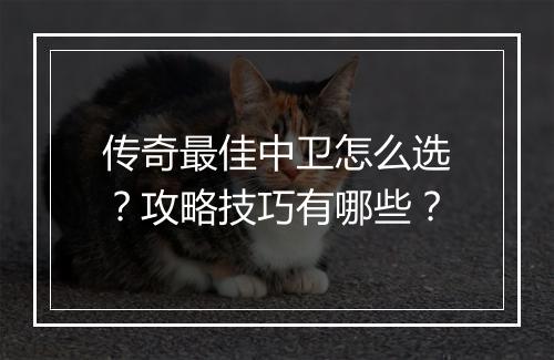 传奇最佳中卫怎么选？攻略技巧有哪些？