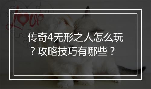 传奇4无形之人怎么玩？攻略技巧有哪些？