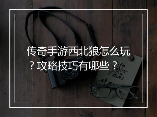 传奇手游西北狼怎么玩？攻略技巧有哪些？