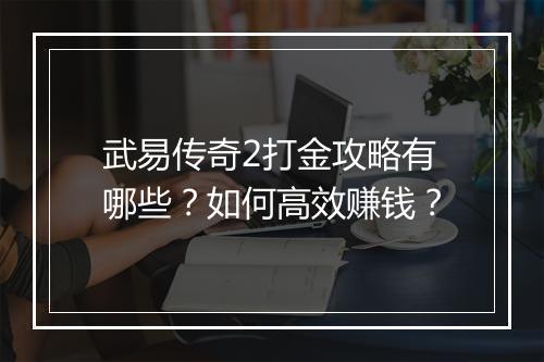 武易传奇2打金攻略有哪些？如何高效赚钱？