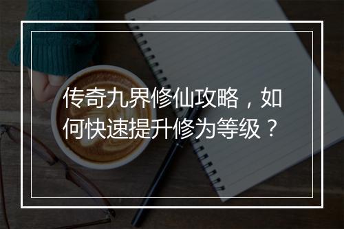 传奇九界修仙攻略，如何快速提升修为等级？