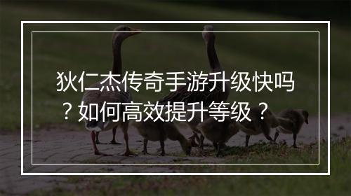 狄仁杰传奇手游升级快吗？如何高效提升等级？