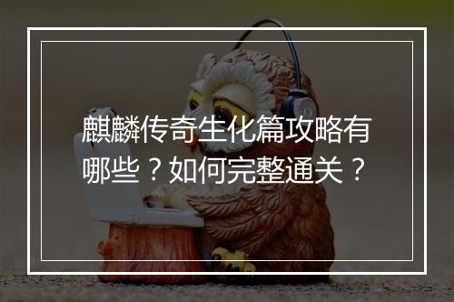 麒麟传奇生化篇攻略有哪些？如何完整通关？
