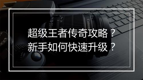 超级王者传奇攻略？新手如何快速升级？
