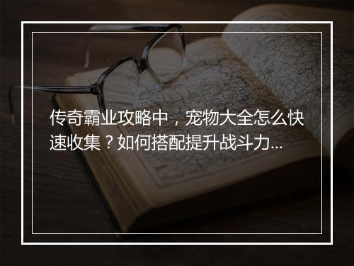 传奇霸业攻略中，宠物大全怎么快速收集？如何搭配提升战斗力？