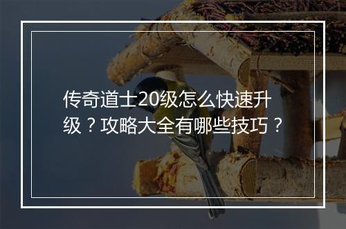 传奇道士20级怎么快速升级？攻略大全有哪些技巧？