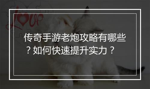 传奇手游老炮攻略有哪些？如何快速提升实力？