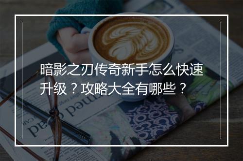 暗影之刃传奇新手怎么快速升级？攻略大全有哪些？