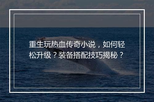重生玩热血传奇小说，如何轻松升级？装备搭配技巧揭秘？