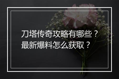 刀塔传奇攻略有哪些？最新爆料怎么获取？