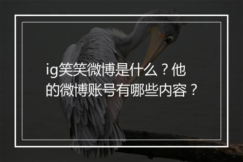 ig笑笑微博是什么？他的微博账号有哪些内容？