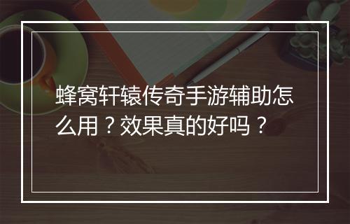 蜂窝轩辕传奇手游辅助怎么用？效果真的好吗？