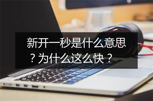 新开一秒是什么意思？为什么这么快？