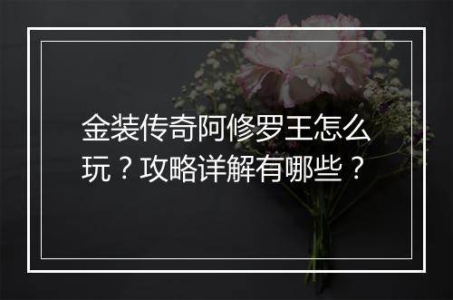 金装传奇阿修罗王怎么玩？攻略详解有哪些？
