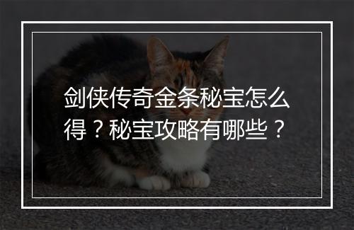 剑侠传奇金条秘宝怎么得？秘宝攻略有哪些？