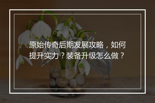 原始传奇后期发展攻略，如何提升实力？装备升级怎么做？