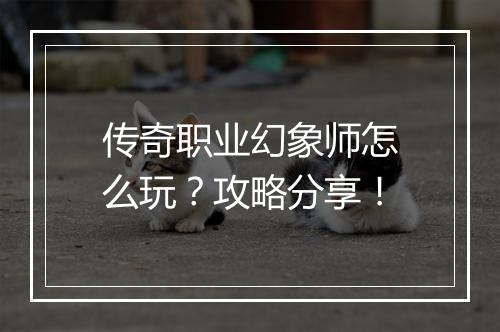 传奇职业幻象师怎么玩？攻略分享！