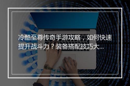 冷酷至尊传奇手游攻略，如何快速提升战斗力？装备搭配技巧大揭秘！