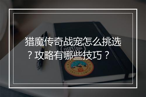 猎魔传奇战宠怎么挑选？攻略有哪些技巧？