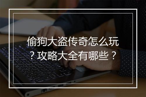 偷狗大盗传奇怎么玩？攻略大全有哪些？