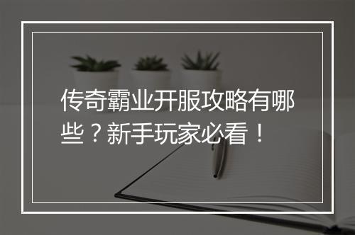 传奇霸业开服攻略有哪些？新手玩家必看！