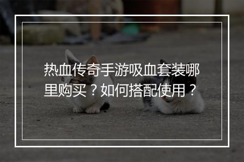 热血传奇手游吸血套装哪里购买？如何搭配使用？