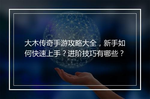 大木传奇手游攻略大全，新手如何快速上手？进阶技巧有哪些？
