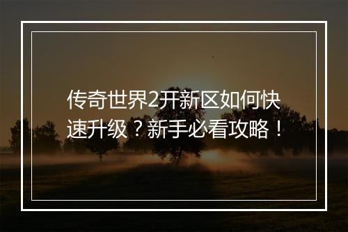 传奇世界2开新区如何快速升级？新手必看攻略！
