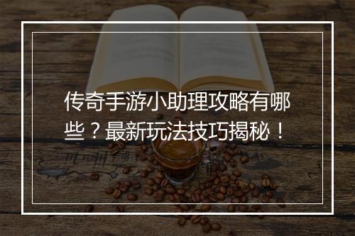 传奇手游小助理攻略有哪些？最新玩法技巧揭秘！