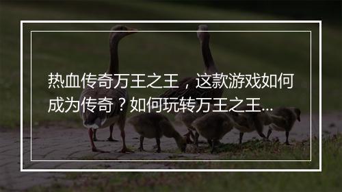 热血传奇万王之王，这款游戏如何成为传奇？如何玩转万王之王？