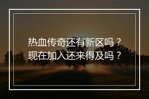 热血传奇还有新区吗？现在加入还来得及吗？