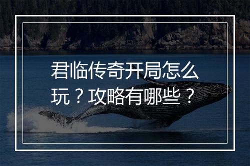 君临传奇开局怎么玩？攻略有哪些？