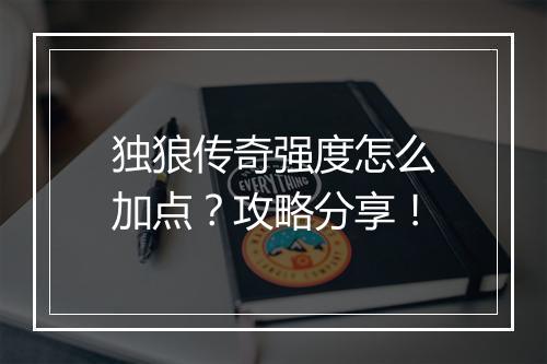 独狼传奇强度怎么加点？攻略分享！