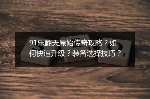 91乐翻天原始传奇攻略？如何快速升级？装备选择技巧？