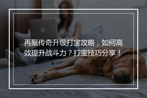再聚传奇升级打宝攻略，如何高效提升战斗力？打宝技巧分享！