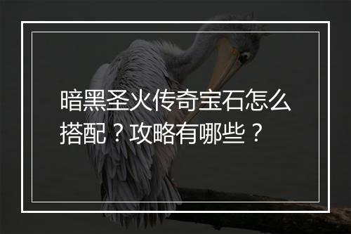 暗黑圣火传奇宝石怎么搭配？攻略有哪些？