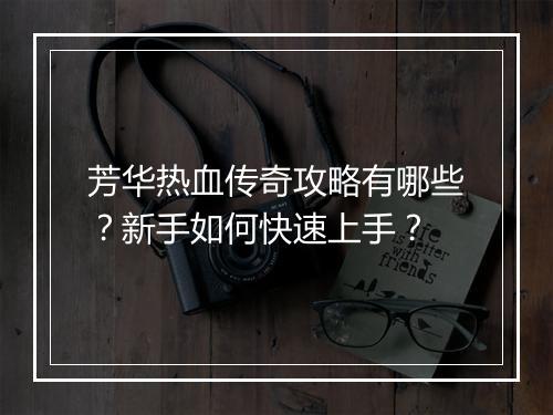 芳华热血传奇攻略有哪些？新手如何快速上手？